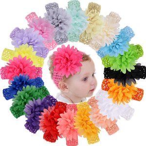 20Pcs Baby Girls Headbands Chiffon Flower Soft